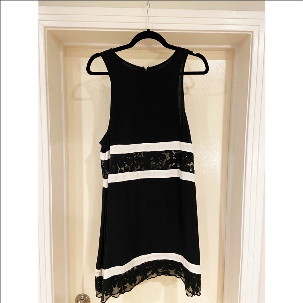 ASTR Black Slip Dress -- Lace, White Stripe, Trim